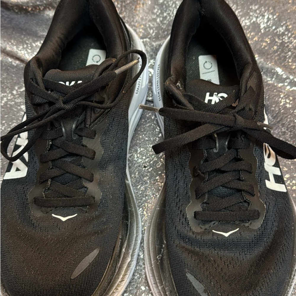 Hoka Women's Black and White Athletic Running Sneakers